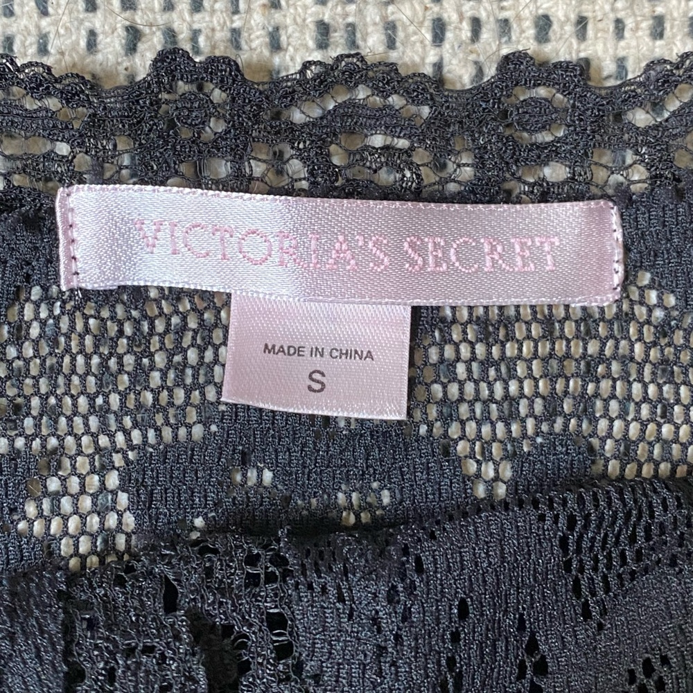 Vtg Y2K Victoria's Secret Black Lace Keyhole Front Plunge Full Length Tank - Picture 6 of 9